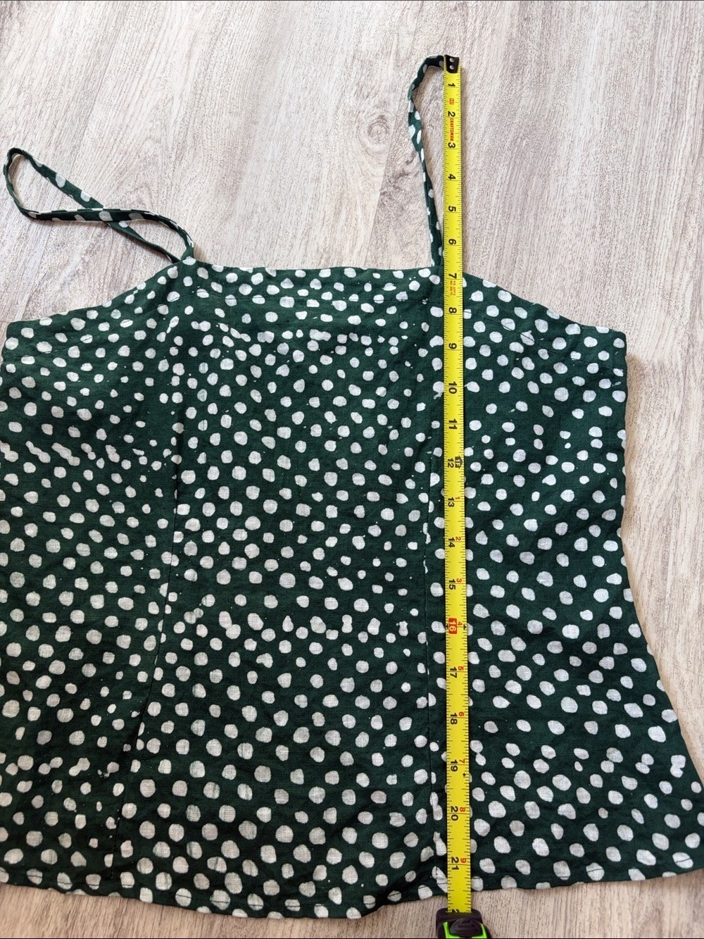 Osei Duri linen Bosca tank Green Polka Dot Spaghetti Strap Cami XS anthro - Picture 6 of 8